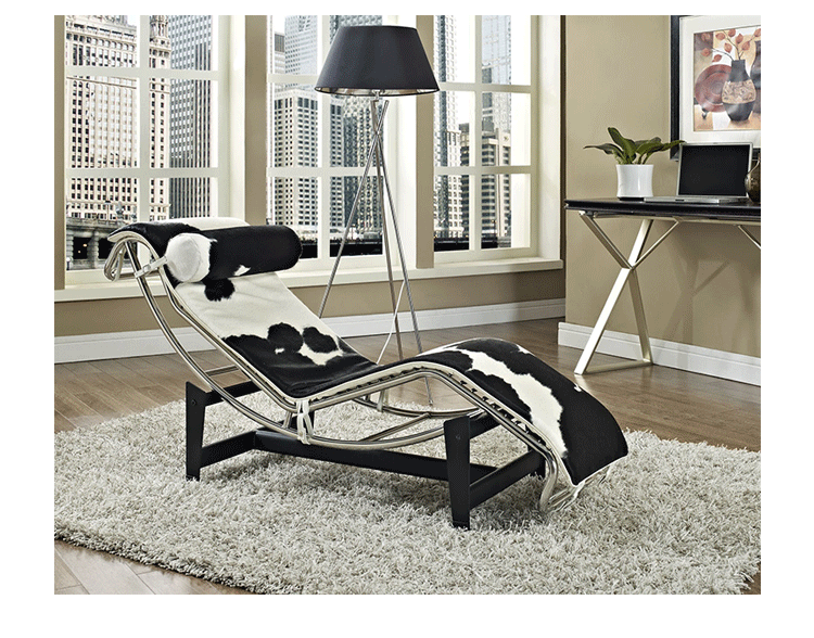 JuLanMake thiết kế nội thất sáng tạo LC4 CHAISE LOUNGE Le Corbusier da bò - Đồ nội thất thiết kế ghế tiffany