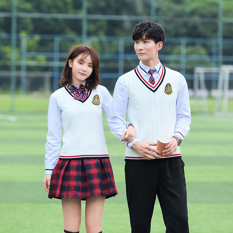 Spring and autumn school uniform three-piece suit vest sweater sports meeting opening ceremony clothing high school students class uniform student clothing
