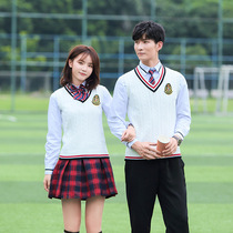 Spring fall school uniforms three sets of suit vest sweater Games Opening ceremony Costume High School Students Class Clothes