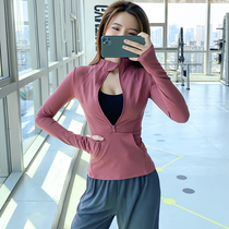 Sports coat women spring and summer collar tight running breathable quick dry long sleeve slim fitness shirt professional yoga suit