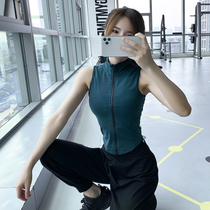 Sports blouse female zipper vest sleeveless vest tight sexy moisture absorption breathable perspiration quick-drying running yoga suit