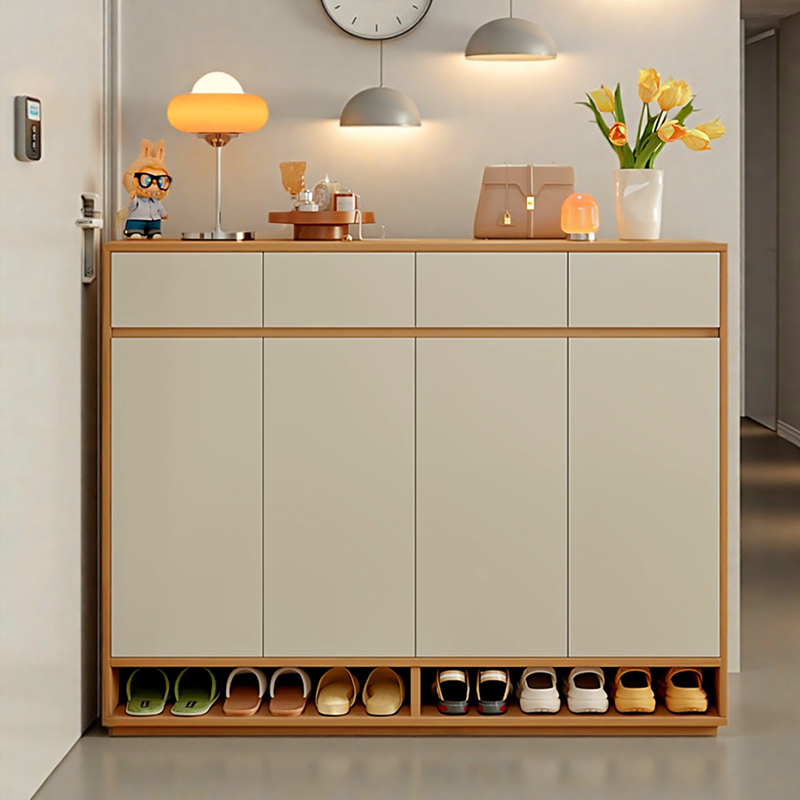 Shoe Cabinet 2026 New Model for Home Entrance, Light Luxury, All-Solid Wood Ecological Board, Large Capacity, Wall-Mounted Integrated Entryway Cabinet