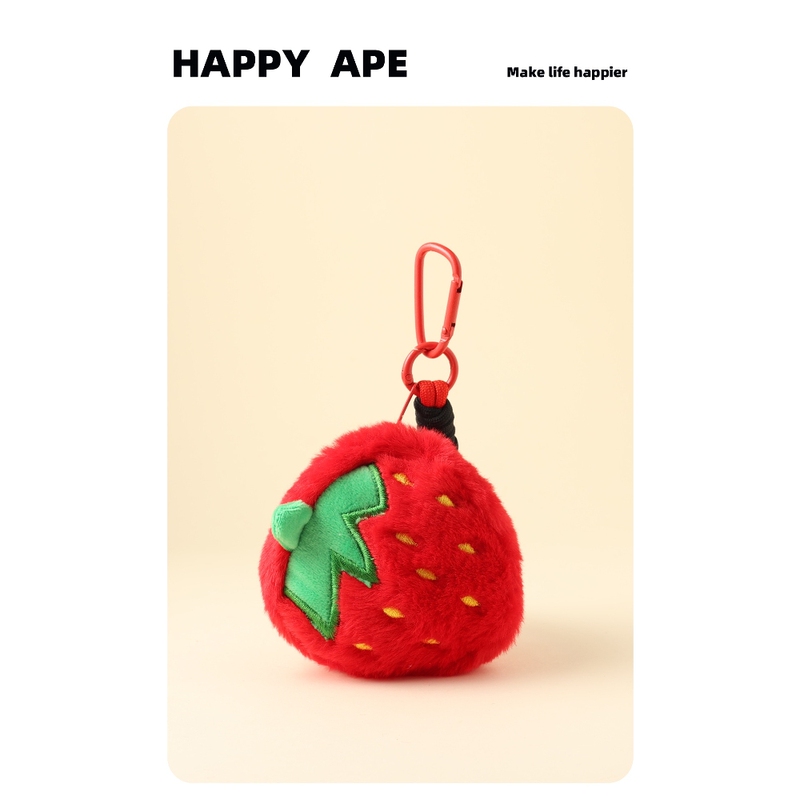 Original Cartoon Fruit Plush Miscellaneous Storage Bag, Earphone Bag, Coin Purse, Lipstick Key Embroidery Small Card Holder Pendant