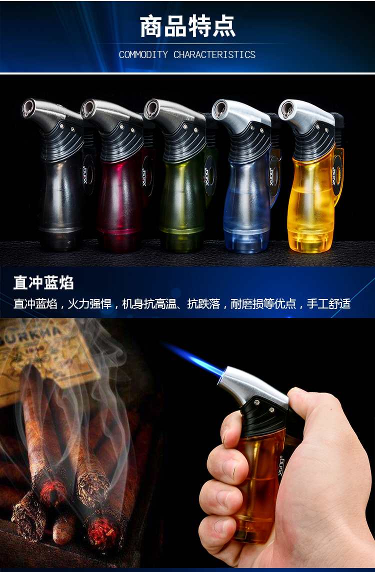 Sáng tạo không thấm nước nhẹ bơm hơi đánh lửa xì gà phun súng moxib Fir điểm thơm nướng thịt nướng thẳng vào khí cháy máy dupont chính hãng