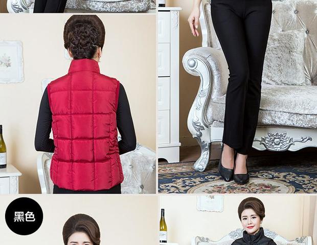 Phụ nữ trung niên mùa thu và mùa đông xuống áo vest ngắn bằng vải cotton cho phụ nữ Áo dài 40-50 tuổi áo khoác dạ nữ ngắn