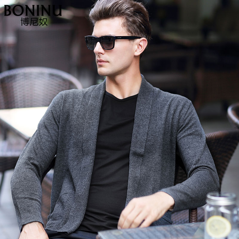 Boninu dệt kim nam cardigan mùa xuân và mùa thu Hàn Quốc xu hướng mỏng phiên bản giới trẻ bên ngoài mặc giản dị tinh khiết áo khoác áo len áo len.