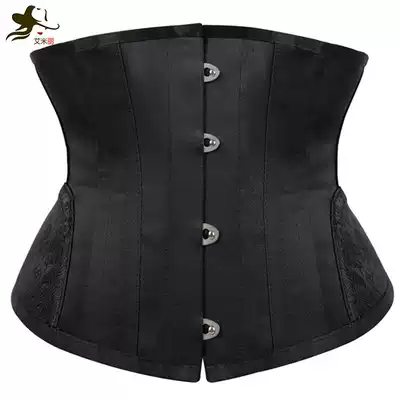 Ultra-short high-end embroidered hourglass retro strap bee waist steel bone short girdle waistband waist seal shaping waist body
