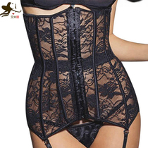 Fashion sexy breathable European and American womens court corsets stretch lace hollow garter belt belly