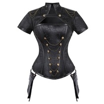 Punk belt shawl zipper gothic waist vest corset chest push up invisible belly shaping body shaping top