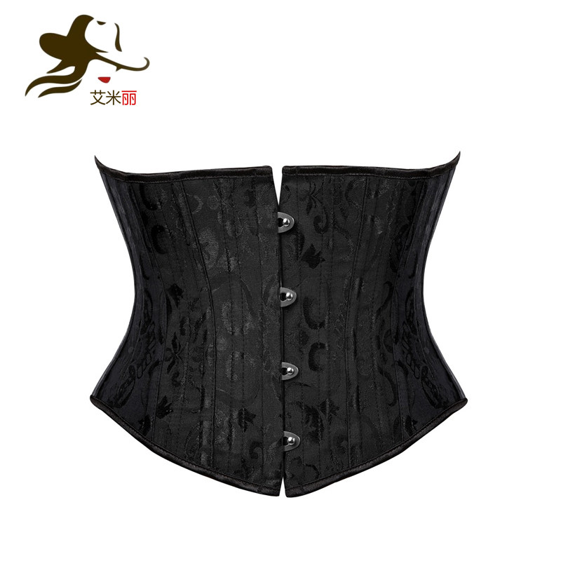 2020 new four-button Palace waist seal jacquard short steel girdle waist European and American corsets to lift chest vest