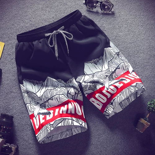 Мужские летние быстросохнущие штаны, пляжные шорты, свободный крой, цветочный принт