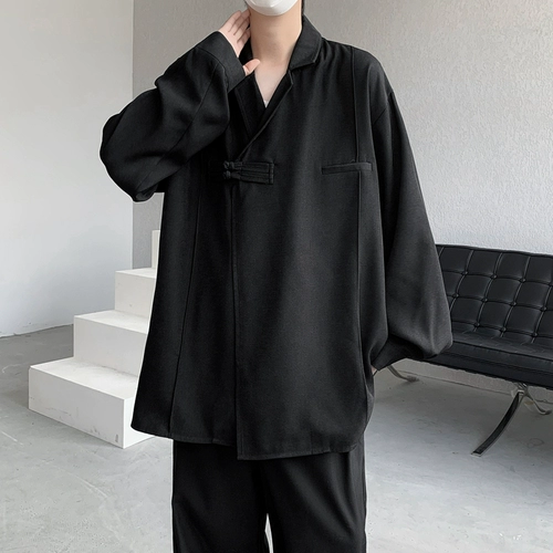 Небольшая дизайнерская рубашка, куртка, китайский стиль, тренд сезона, оверсайз