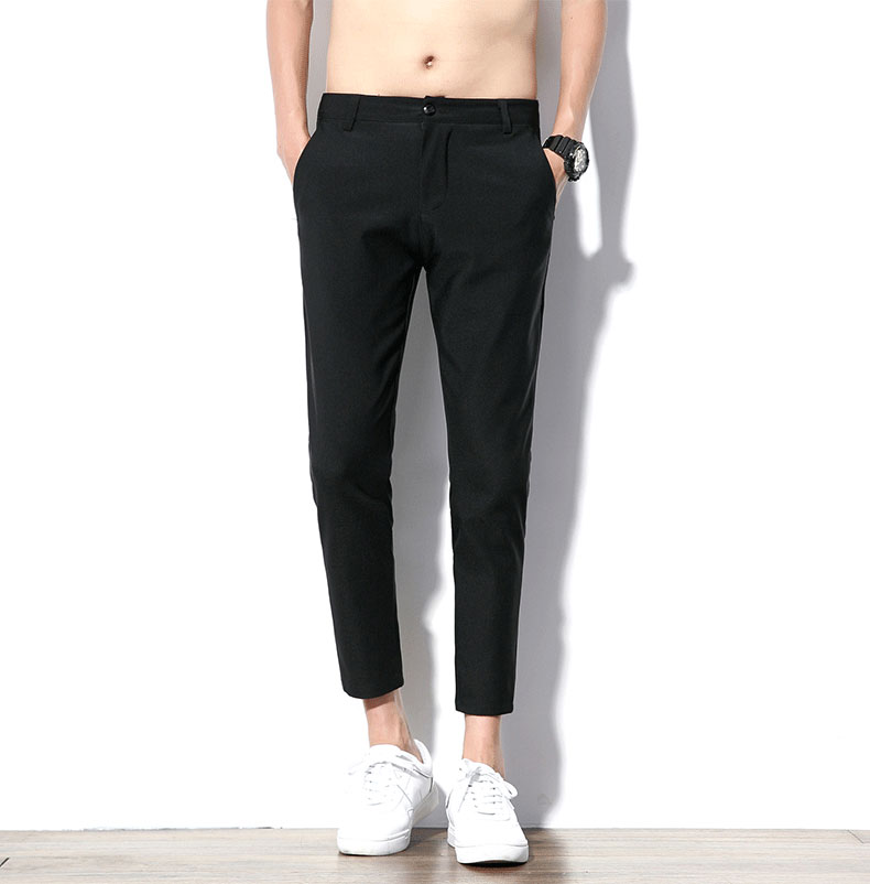 Quần voan crop top nam xu hướng phiên bản Hàn Quốc của quần lọt khe siêu mỏng phù hợp với quần trẻ trung thoải mái - Suit phù hợp quần tây nam đẹp