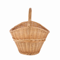 Steamed willow wicker large oval basket with high handle