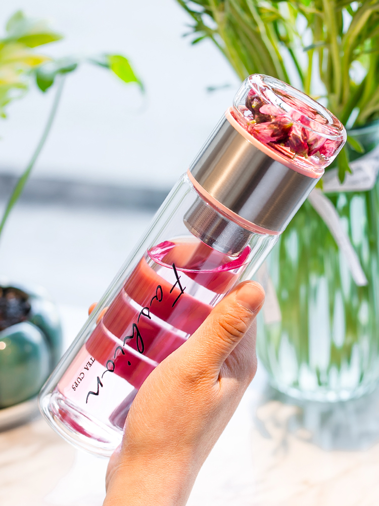 Rich Light Tea Water Separation Glass Water Girls Net Red Brief frescoed Mori Department Lovely Mini Korean version of Bubble Tea