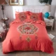 Các bông mới chải giường denim mạng đúp Red tấm bông trang bị châu Âu 1,5m 1.8m - Bộ đồ giường bốn mảnh chăn ga gối cao cấp nhập khẩu