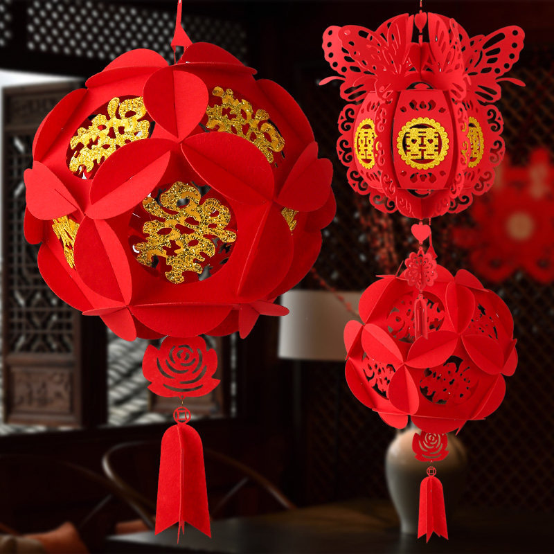 Wedding decoration supplies wedding room pendant non-woven hydrangea lantern pendant living room bedroom happy word butterfly pendant