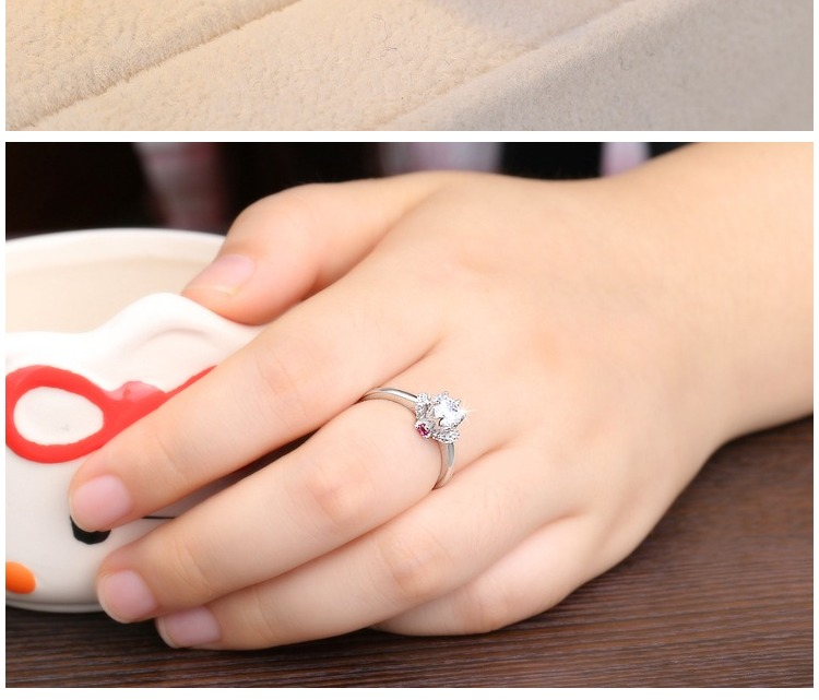 S925 sterling silver ring nữ mô hình mở sống đơn giản Nhật Bản và Hàn Quốc phiên bản của hôn nhân mô phỏng kim cương nhẫn vàng trắng sinh viên trang sức bạc