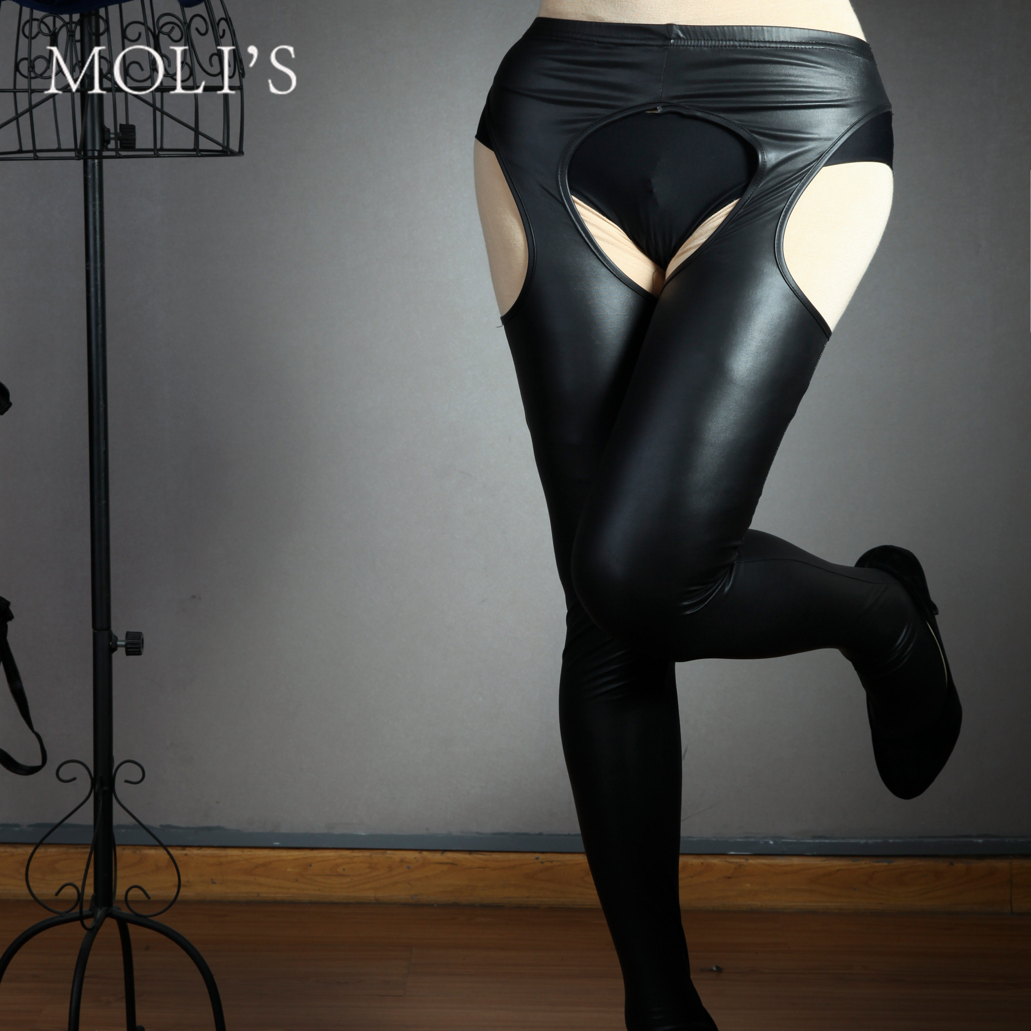 Moris Leaks Hip Pants Tight Pants Leather Pants Cosplay Women's Clothing Fung Menopausal DS With Customised Solid Pat