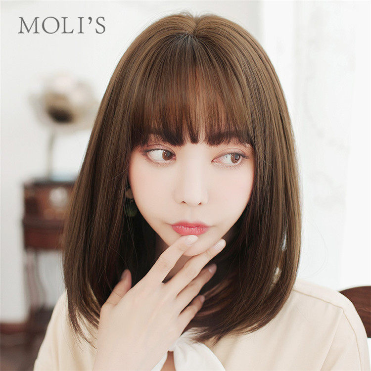 Morris new wig female short hair Japanese air bangs BOBO head face repair Qi bangs wig headgear