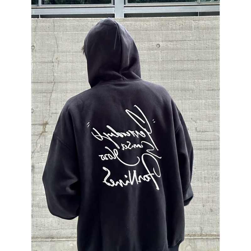 American-Style High Street Letter Embroidery Hooded Sweatshirt for Men, Autumn Loose-Fitting National Trendy Brand Heavyweight Couple's Zip-Up Jacket