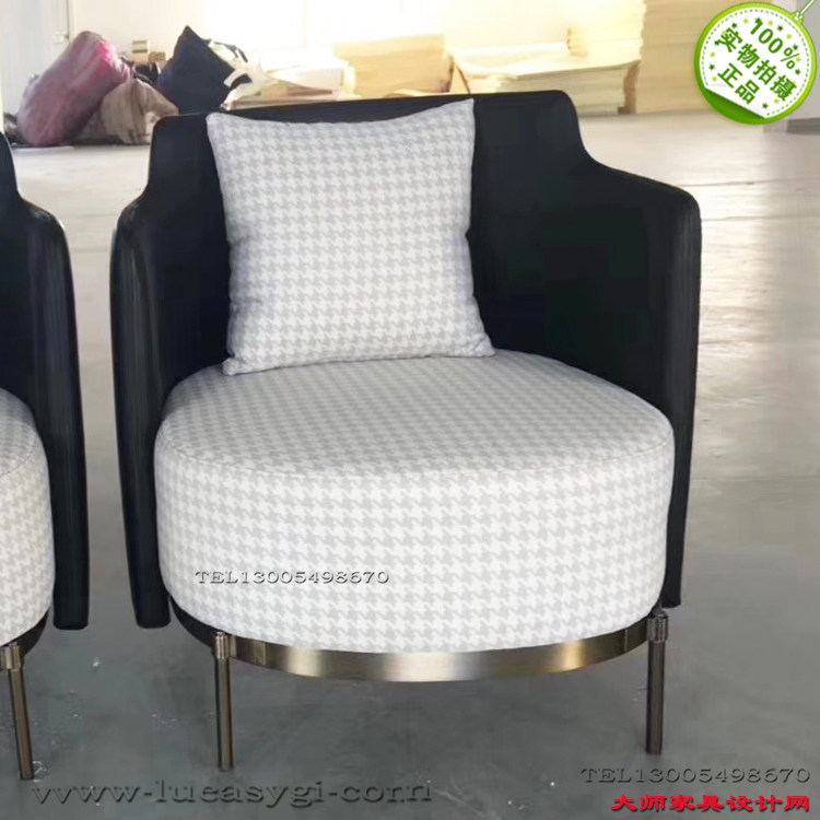 Italian designer high-end club sofa chair Armchair high back low back bandage chair hardware spot