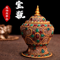 Nepal Handmade Pinch Poly Treasure Treasure Bottle Studded Gems Rich And Expensive Bottle Jar Tibetan Buddhist Secret Repo Rep.