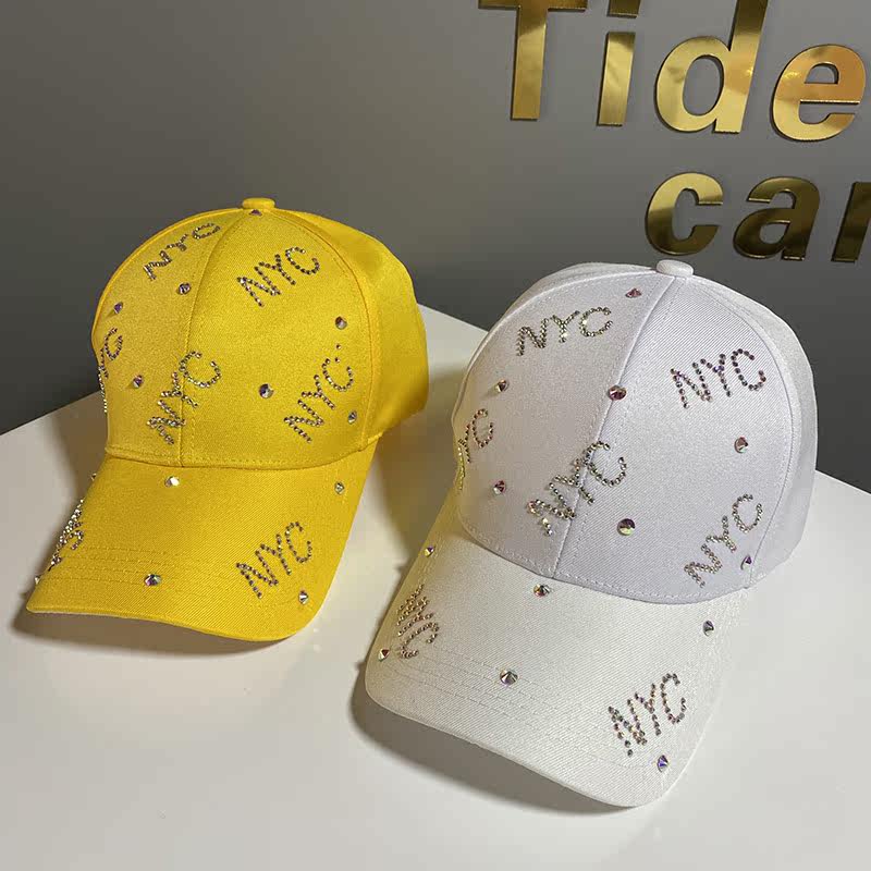 网红同款NYC水钻棒球帽女逛街时尚鸭舌帽旅游百搭防晒遮阳帽子男详情图4
