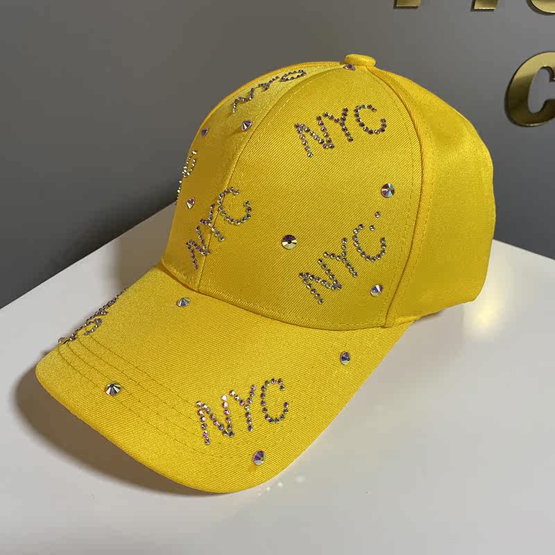 网红同款NYC水钻棒球帽女逛街时尚鸭舌帽旅游百搭防晒遮阳帽子男详情图13