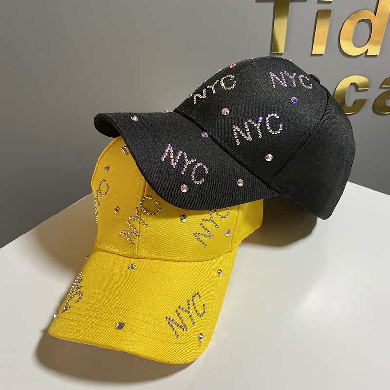 网红同款NYC水钻棒球帽女逛街时尚鸭舌帽旅游百搭防晒遮阳帽子男详情图5