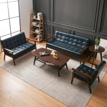 Brief Nordic Sofa Small Family Type Cortical Solid Wood Steam Repair Shop Rental Room Apartment Sofa Double Trio Small Sofa