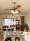 French-Style Vintage Living Room Fan Light 2026 New American Retro Designer Floral Dining Room Bedroom Electric Ceiling Fan Light