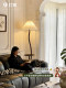 Medieval-Style Living Room Floor Lamp with Integrated Shelf, Retro Pleated Sofa Side Ambient Light, Creative Bedroom Floor Lamp