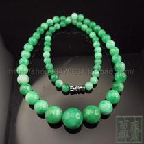 Natural Malay jade necklace tar-shaped bead chain length necklace with necklace neck chain female gift cuvee green jade necklace