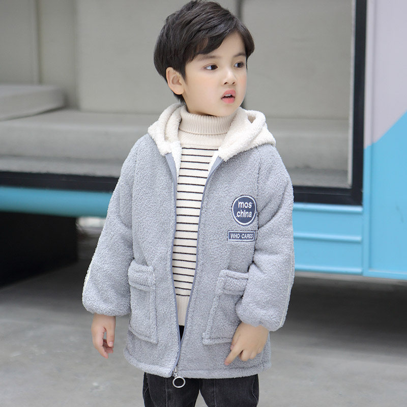 Baby down jacket hood clothes autumn and winter long sleeves Child thickened suede Anti-dirty protective clothing Apron Baby Dining Around Pocket