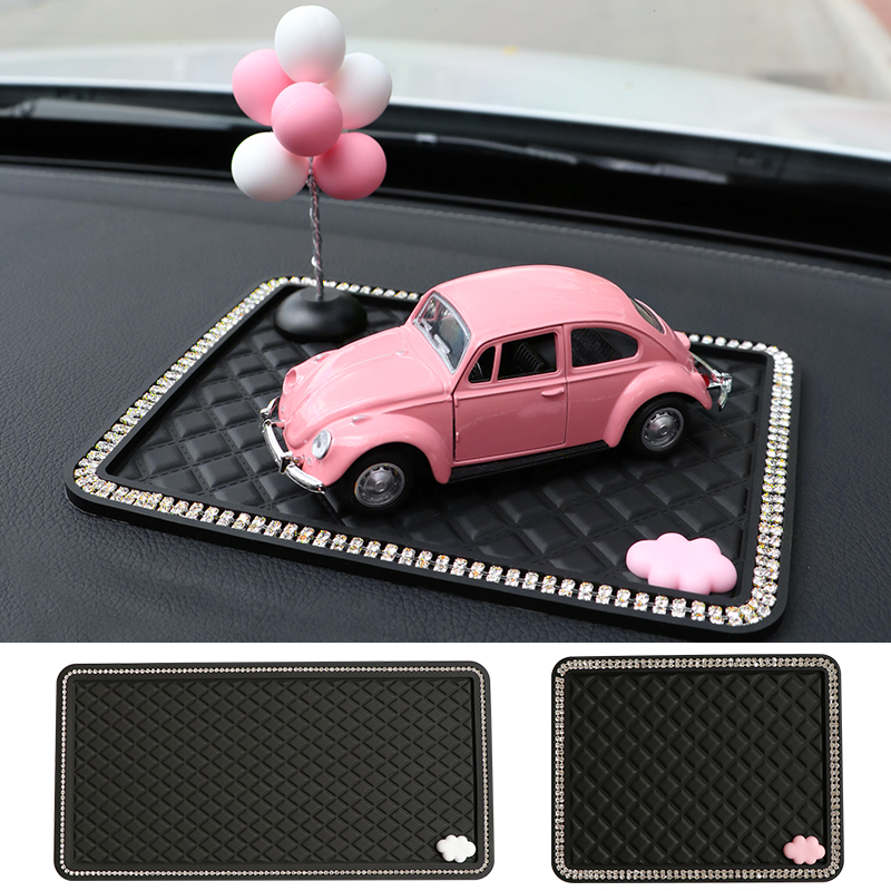 Car instrument panel multi-functional diamond-studded storage pad car cute cloud mobile phone non-slip high temperature resistant anti-slip mat