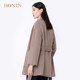 HONRN/Celebrity Retro Wool Woolen Coat Temperament Goddess Style Autumn and Winter Mid-Length Belted Waist Coat