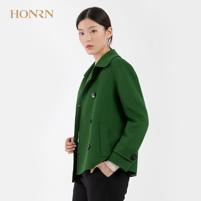 HONRN/Red Man Autumn and Winter Wool Short Wool Rabbit Hair Double-sided Woolen Suit Jacket Women's Launch and Slim