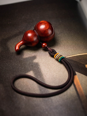 天然檀木葫芦手把件紫檀雕刻随身文玩创意摆件绿檀实木把玩件饰品