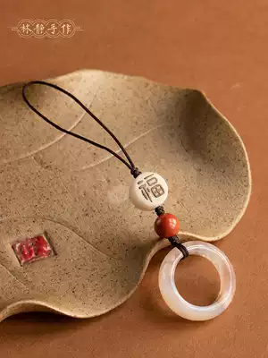 Lin Jing cherry blossom agate mobile phone lanyard ring pendant short chain anti-drop pendant Chinese style creative men and women couples