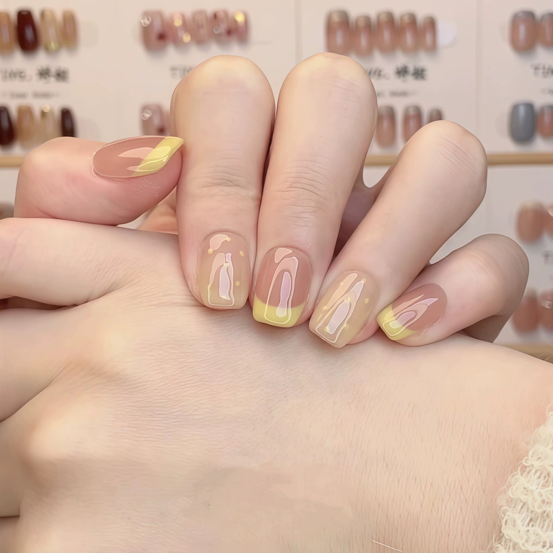 2026 Spring/Summer New High-End Handmade Medium-Short Style Elegant Whitening Nail Art Wearable Nails Fake Nail Stickers