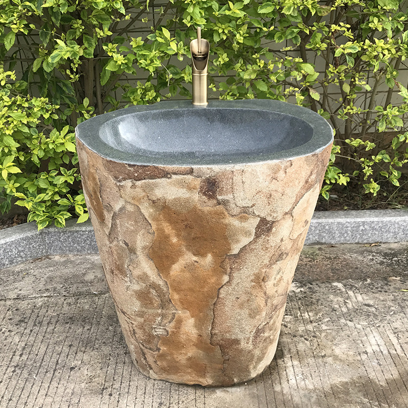 Stone Wash Basin integrated courtyard The whole stone washbasin Outdoor Liver upright post basin Qingshi Art pool outdoor