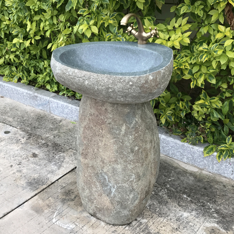 Natural Stone Wash Basin Integrated Stone Outdoor Hand Wash Table Courtyard Upright Post Style Washbasin Green Stone Art Pool