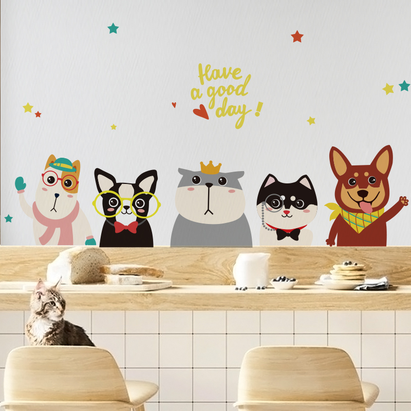 Animal Cartoon Stickers Living Room Bedroom Background Wall Sticker Painting Dining Room Glass Door Window Decoration Sticker Wall Sticker