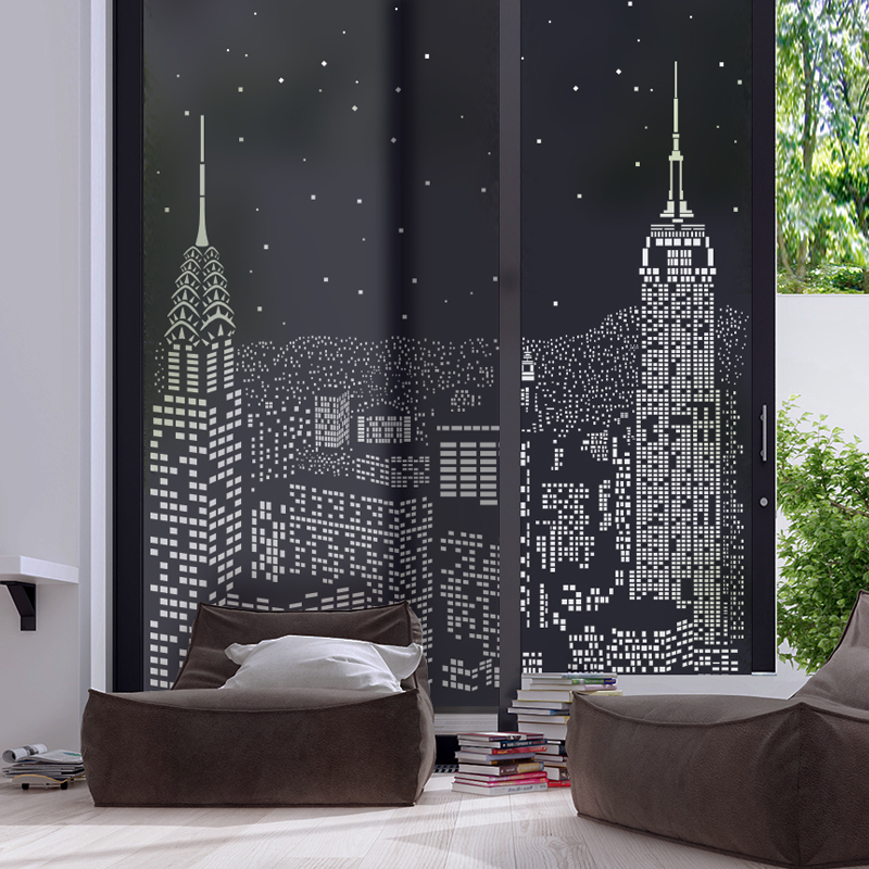 City light glass sticker shading light-transmitting opaque decorative sunscreen insulation film electrostatic frosted glass film