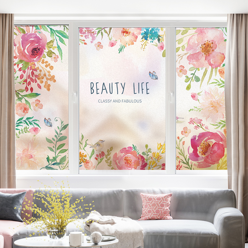 Window anti-permeability shading glass film Bedroom warm romantic glass sticker Home privacy bathroom glass sticker