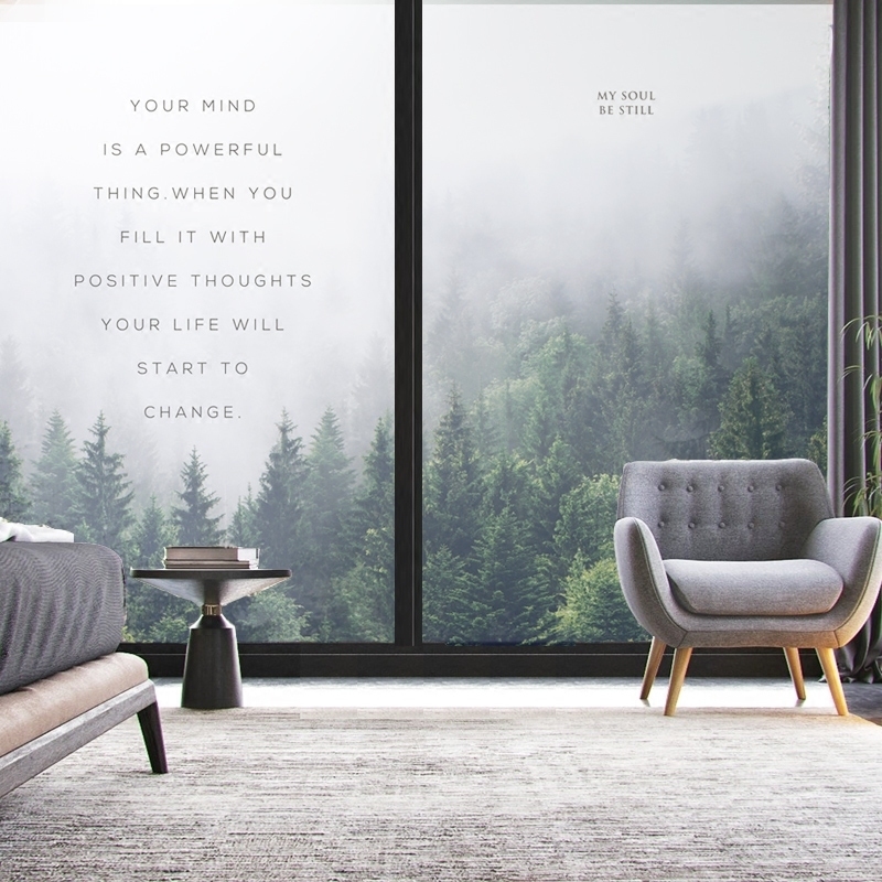 Forest static sticker glass stickers light transmission opaque bathroom Ramen sticking makeup room window with anti-walking light