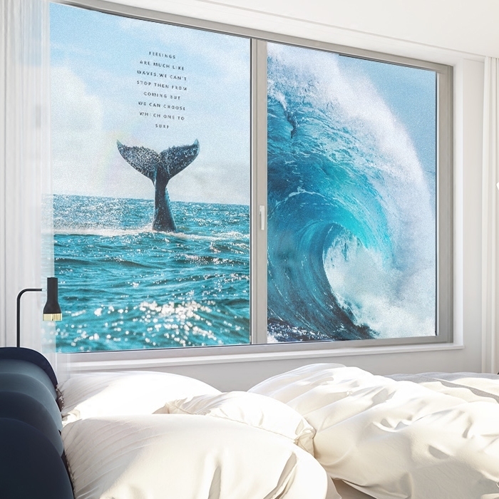 Wave frosted glass film shading translucent opaque powder room anti-peep window Anti-through bathroom glass sticker