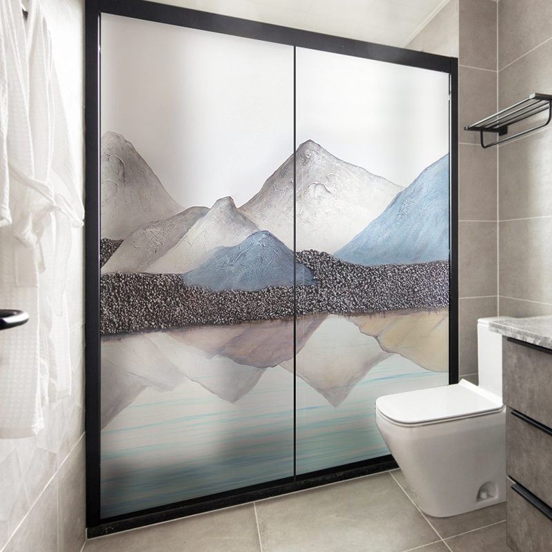 Far mountain Jing Lake glass paper light transmission opaque self-adhesive balcony home window sticker glass adhesive film 3D solid window appliquee