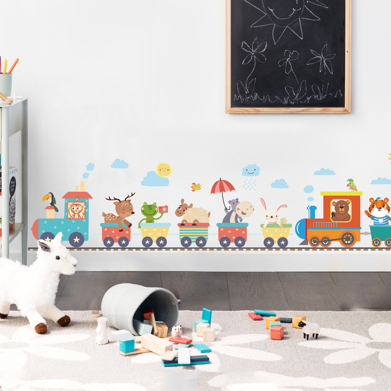 Animal skirting boards Self-adhesive waist line with waterproof wallpaper Kindergarten Children's room Wall decoration placement wall stickers